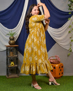 Mustard Lisa Midi Maternity Dress