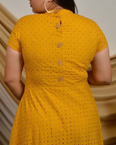 Yellow Diamond Nursing Cutwork Dress