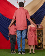 Pink Checkered Father Kids Twinning
