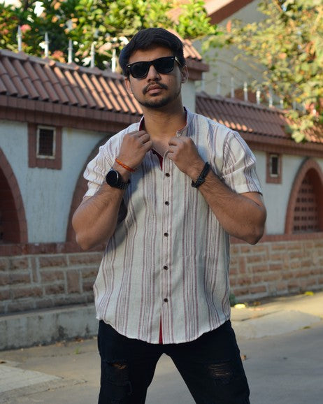 Maroon Red Striped Shirt
