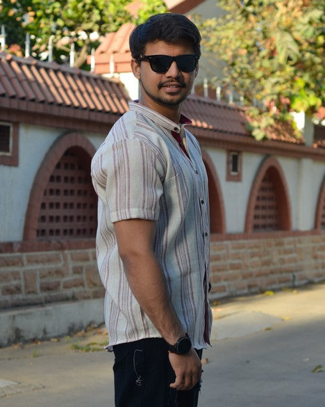 Maroon Red Striped Shirt