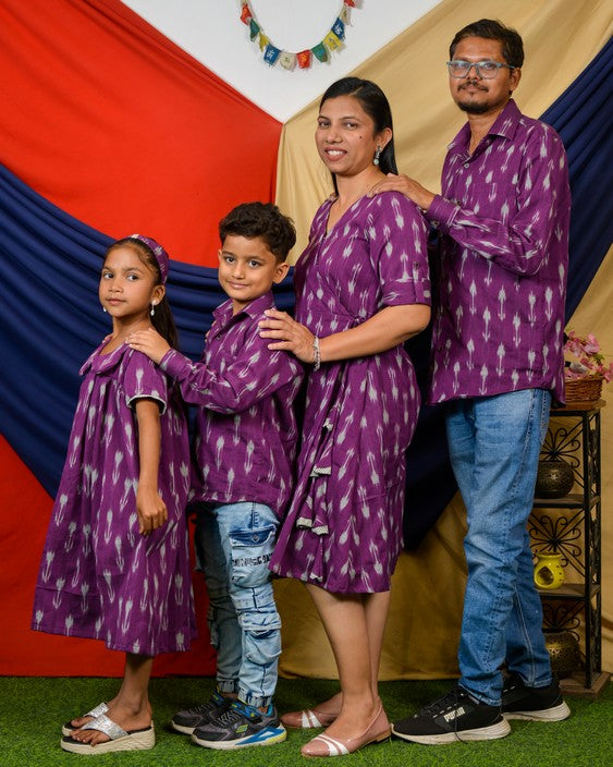 Purple Aster Ikat Angrakha Family Set