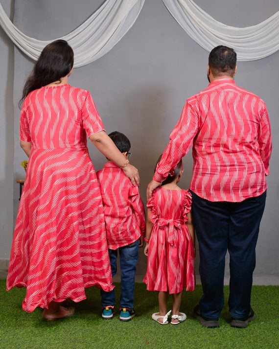 Flamingo Pink Anarkali Dress Family Set