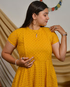Yellow Diamond Nursing Cutwork Dress