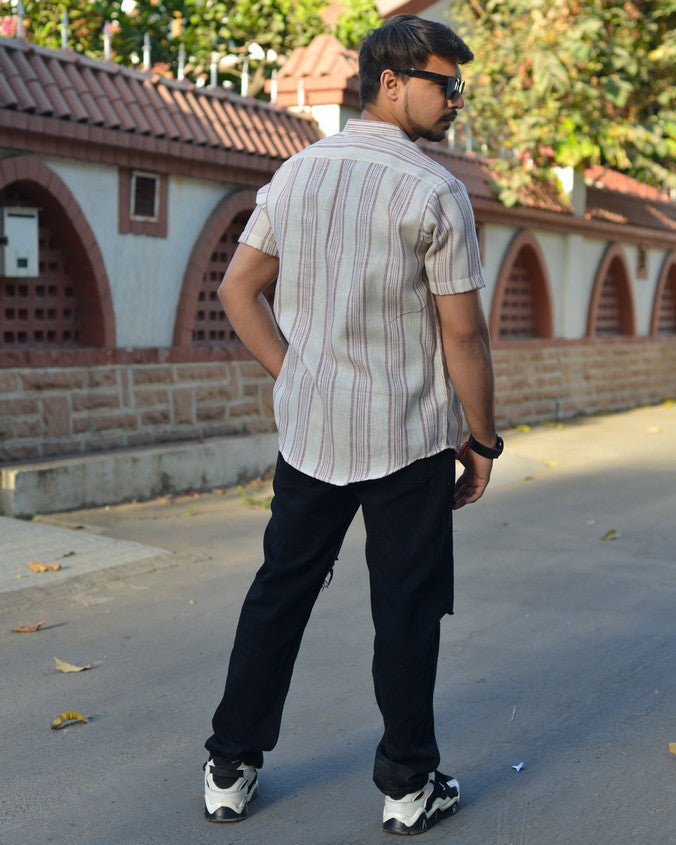 Maroon Red Striped Shirt