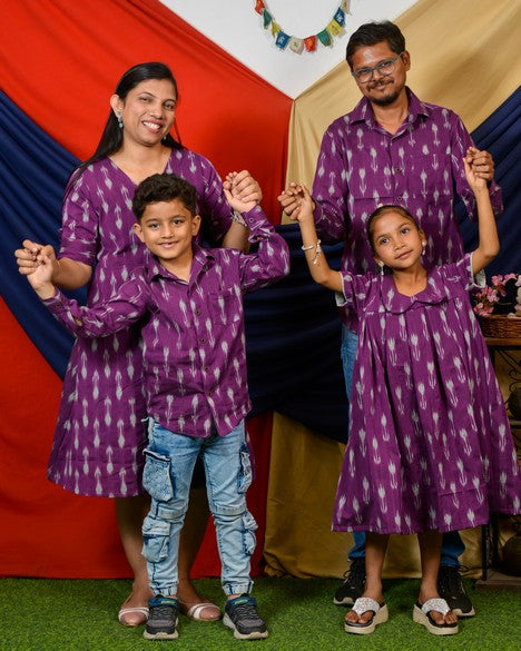 Purple Aster Ikat Angrakha Family Set