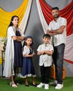 Navy Mirror Dress with Shrug Family Set