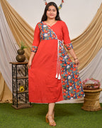 Crimson Red Angrakha Nursing Dress