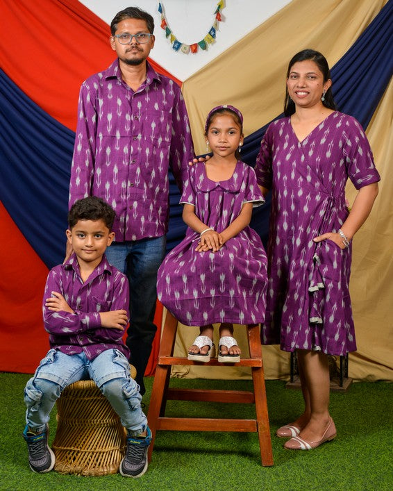 Purple Aster Ikat Angrakha Family Set