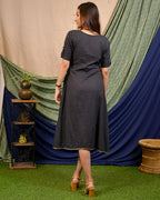 Black Kantha Wrap Dress