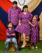 Purple Aster Ikat Angrakha Family Set