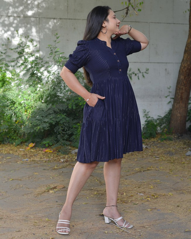 Starry Indigo Short Maternity Dress