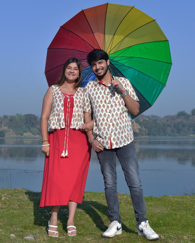 Cherry Red Jacket Couple Set
