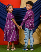 Purple Aster Ikat Angrakha Family Set
