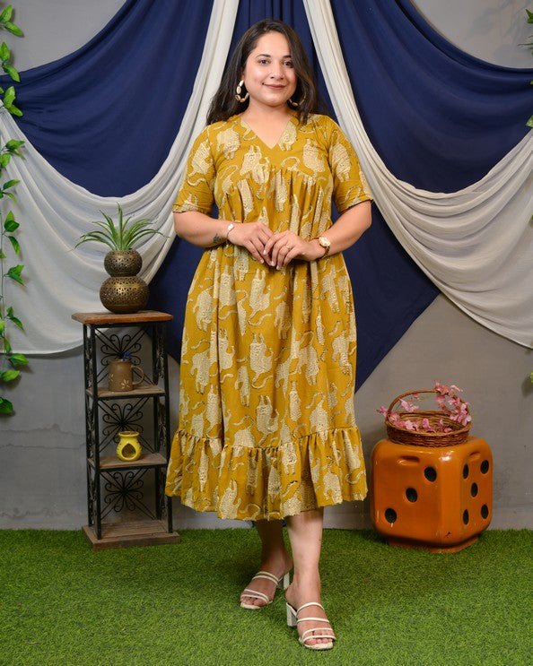 Mustard Lisa Midi Dress