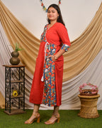 Crimson Red Angrakha Nursing Dress