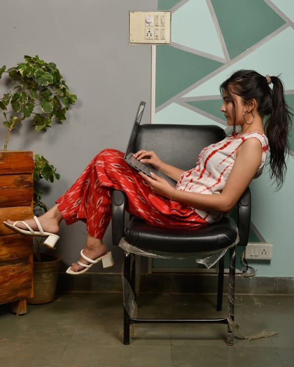 Red Shibori Vest Co-ord Set