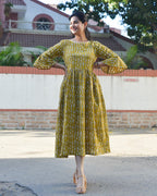 Yellow Fish Print Nursing Dress