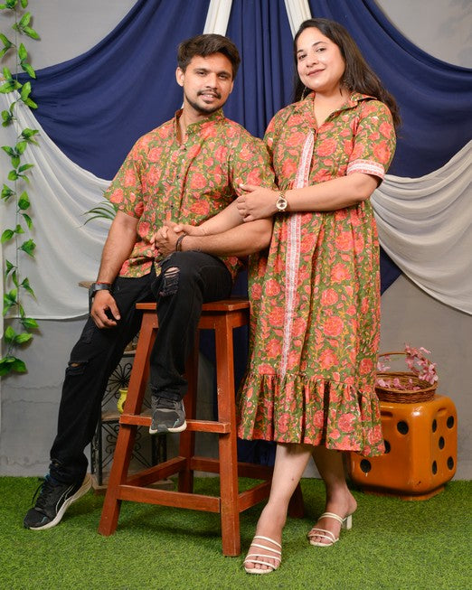 Basil Floral Shirt Dress Couple Set Secondary image