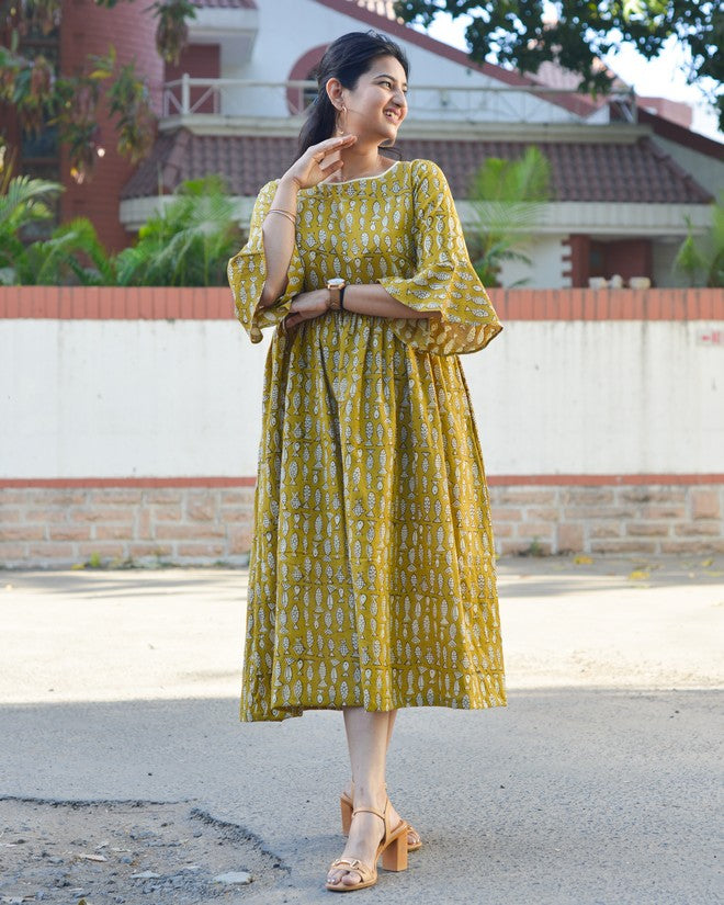 Yellow Fish Print Dress
