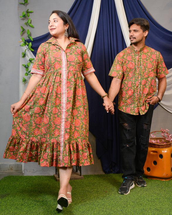 Basil Floral Shirt Dress Family Set