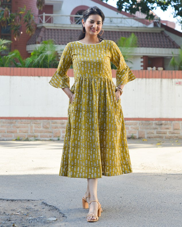 Yellow Fish Print Dress