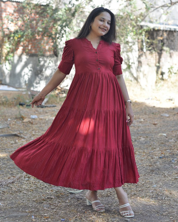 Starry Maroon Long Nursing Dress Secondary image