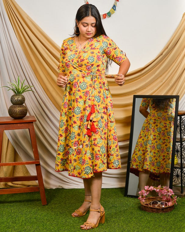 Daffodil Yellow Angrakha Dress