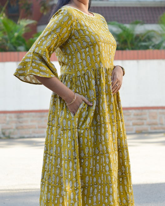 Yellow Fish Print Dress