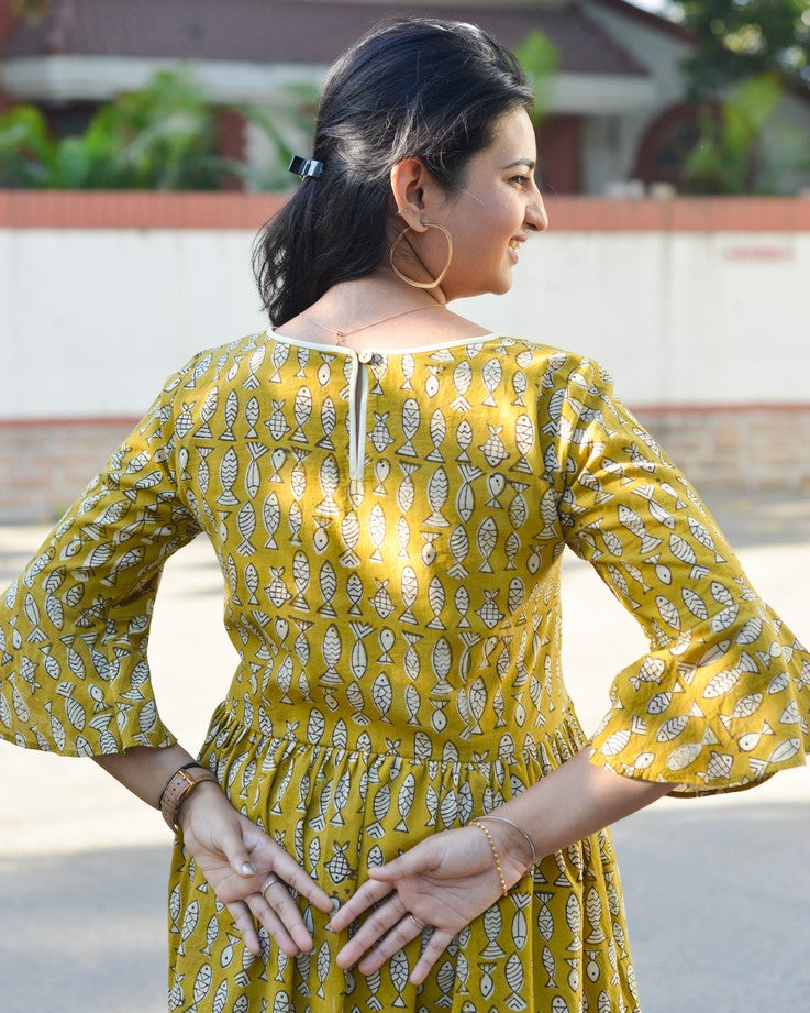 Yellow Fish Print Dress