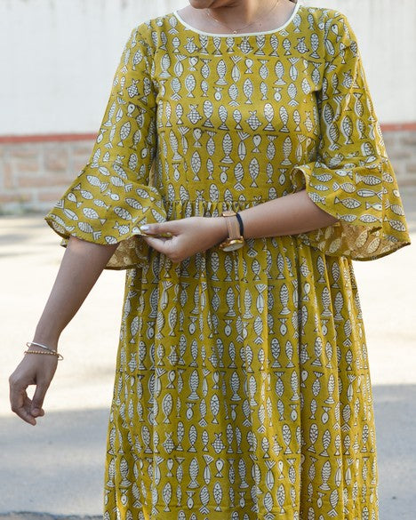 Yellow Fish Print Dress