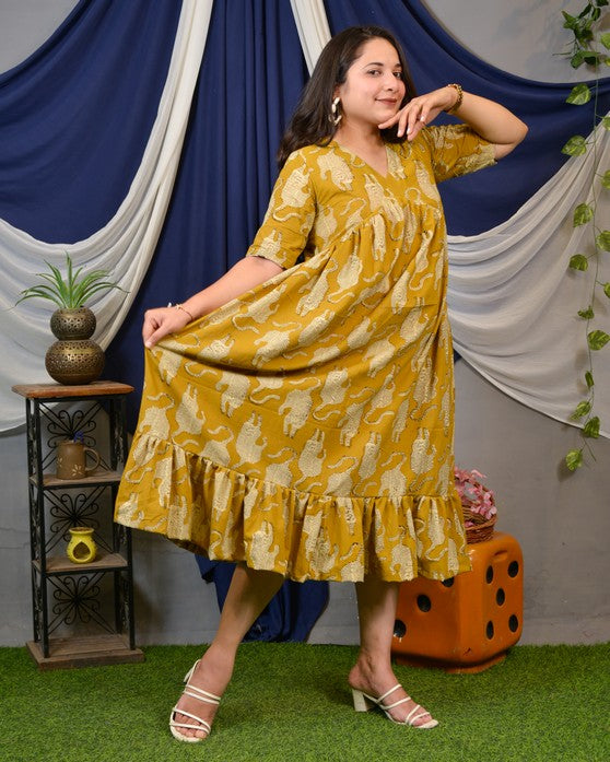 Mustard Lisa Midi Dress