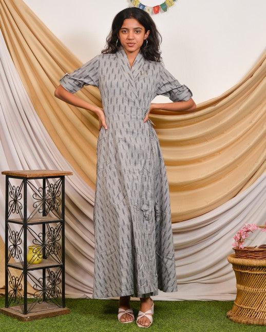 Groovy Grey Angrakha Dress