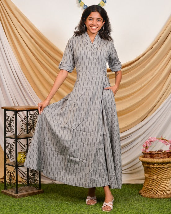 Groovy Grey Angrakha Dress