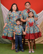Turquoise Floral Frill Family