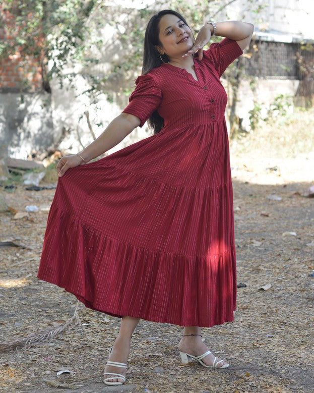 Starry Maroon Long Dress