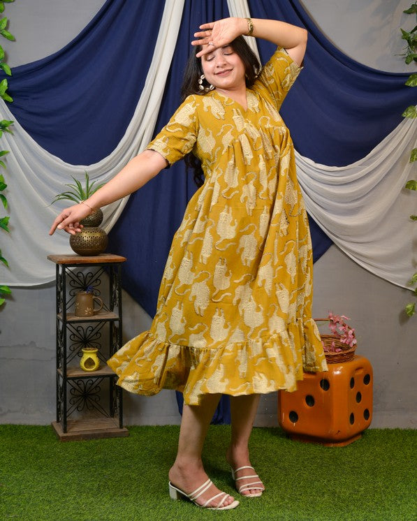 Mustard Lisa Midi Dress