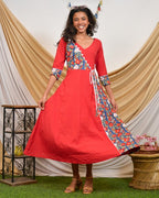 Crimson Red Angrakha Dress