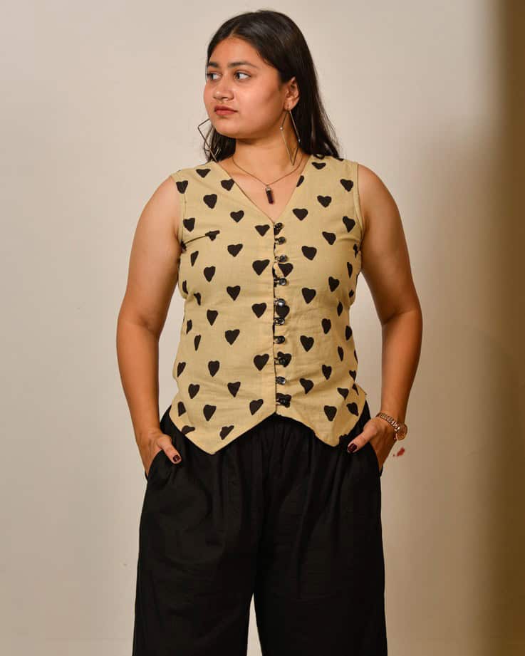 Black Hearts Vest Co-ord Set