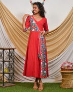 Crimson Red Angrakha Dress
