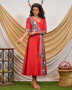 Crimson Red Angrakha Dress