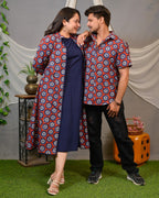 Red Pinwheel Jacket Dress Couple Set
