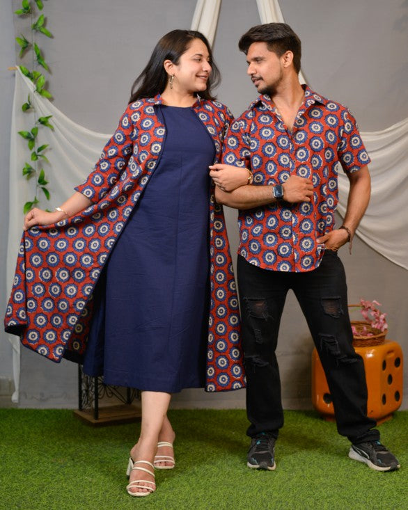Red Pinwheel Jacket Dress Couple Set Main image