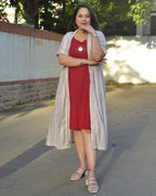 Maroon Red Mirror Maternity Dress with Shrug