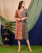 Rosy Noir Vine Dress with Belt