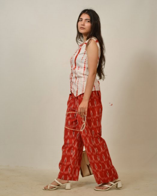 Red Shibori Vest Co-ord Set