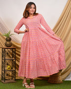 Spring Pink Tiered Maternity Dress