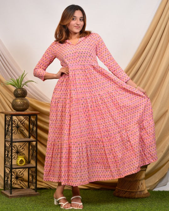 Spring Pink Tiered Dress