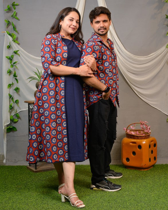 Red Pinwheel Jacket Dress Family Set