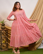 Spring Pink Tiered Maternity Dress